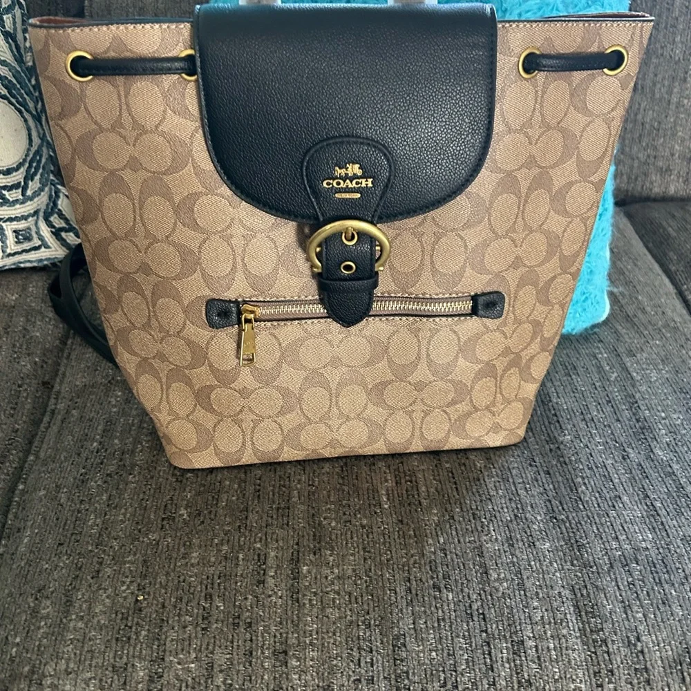 Coach Black and Tan Backpack - Picture 3 of 4